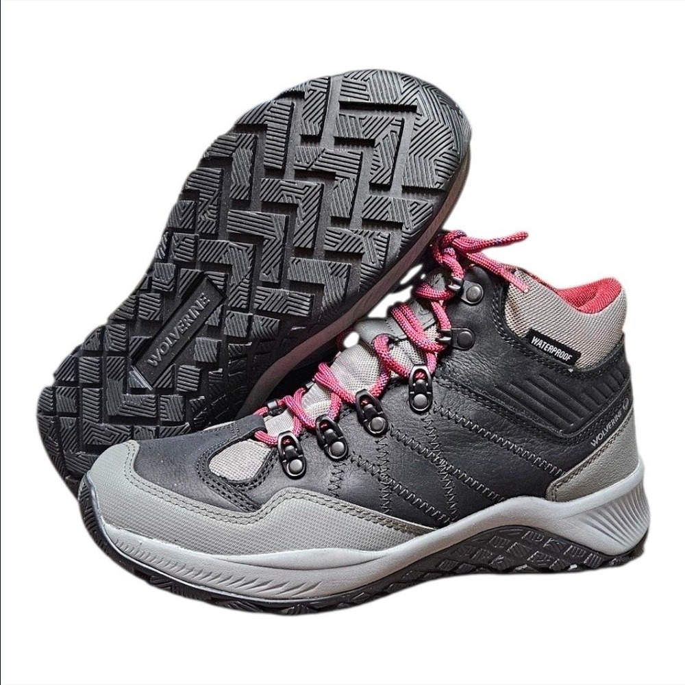 Wolverine Waterproof Hiking Boots Women's Size 9.5‎ M Black Gray Gorpcore New